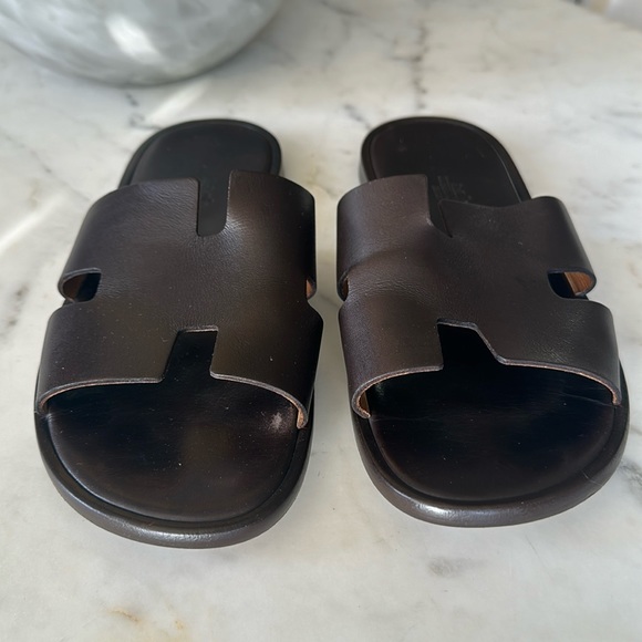 HERMÉS “izmir” brown leather sandal - Picture 8 of 9